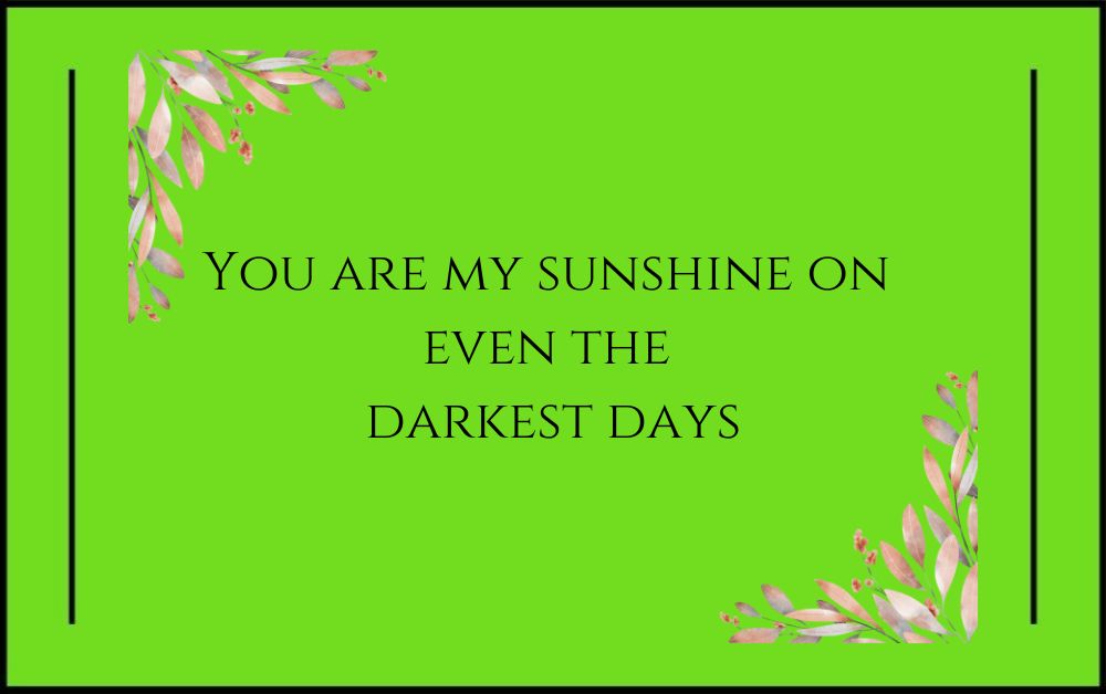You are my sunshine on even the darkest days.