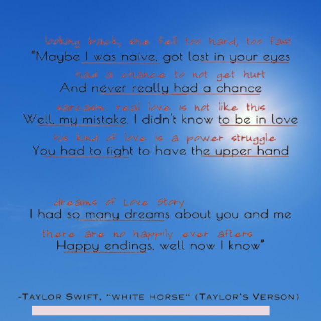 In the second verse, she admits, “Maybe I was naive, got lost in your eyes.
